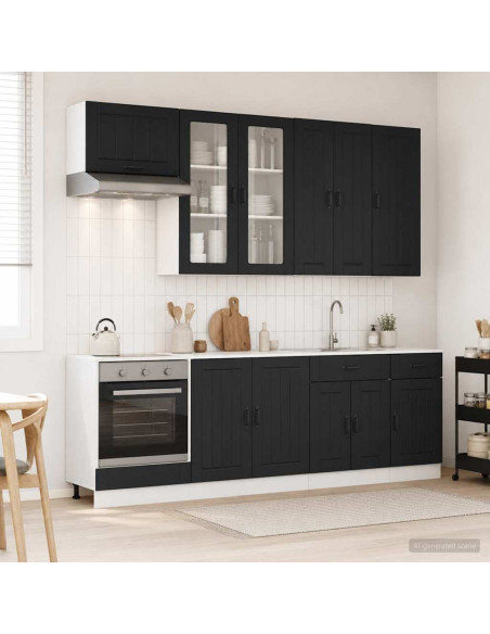 Unità Cucina LUCCA 8 pcs Nero Legno ingegnerizzato