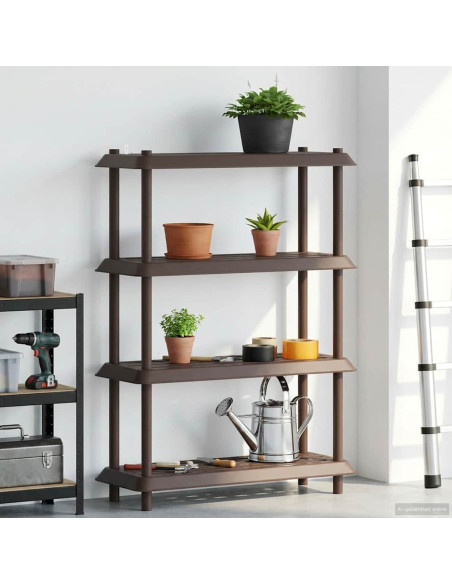 Unità di scaffalatura 4 livelli 100 x 40 x 136,5 cm PP Marrone
