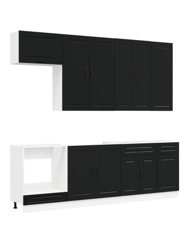 Unità Cucina PORTO 8 pcs Nero Legno ingegnerizzato