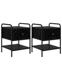 Armadio da Notte 2 pz Rovere Nero 35 x 36,5 x 47 cm 2