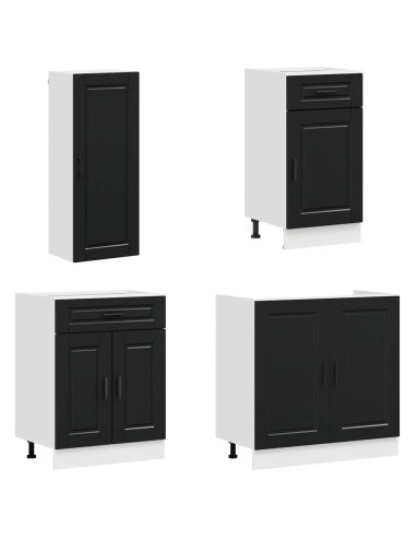 Unità Cucina PORTO 8 pcs Nero Legno ingegnerizzato