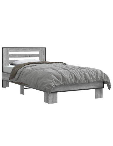 Struttura letto con testata Sonoma grigio 80 x 200 cm