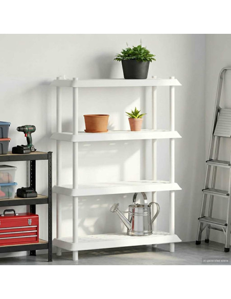 Unità di scaffalatura 4 livelli 100 x 40 x 136,5 cm PP Bianco