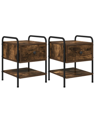 Armadio da Notte 2 pz Rovere Fumo 35 x 36,5 x 47 cm