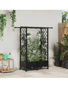 Letto Rialzato con Griglia e Tetto Nero 122,5 x 40 x 127 cm PP
