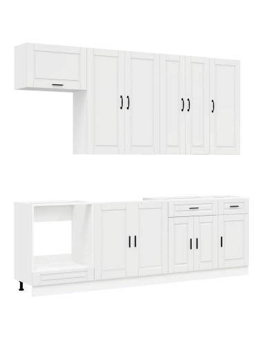 Unità Cucina PORTO 8 pcs Bianco Lucido Legno ingegnerizzato