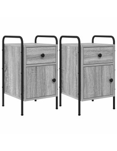 Armadio da Notte 2 pz Sonoma grigio 35 x 36,5 x 61 cm 2
