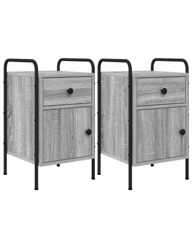 Armadio da Notte 2 pz Sonoma grigio 35 x 36,5 x 61 cm