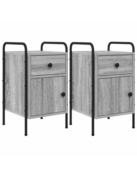 Armadio da Notte 2 pz Sonoma grigio 35 x 36,5 x 61 cm