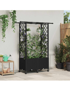 Letto Rialzato con Griglia e Tetto Nero 124,5 x 40 x 142 cm PP