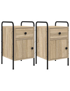 Armadio da Notte 2 pz Rovere Sonoma 35 x 36,5 x 61 cm 2