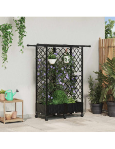 Letto Rialzato con Griglia e Tetto Nero 124 x 40 x 127 cm PP