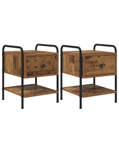 Armadio da Notte 2 pz Legno antico 35 x 36,5 x 47 cm 2