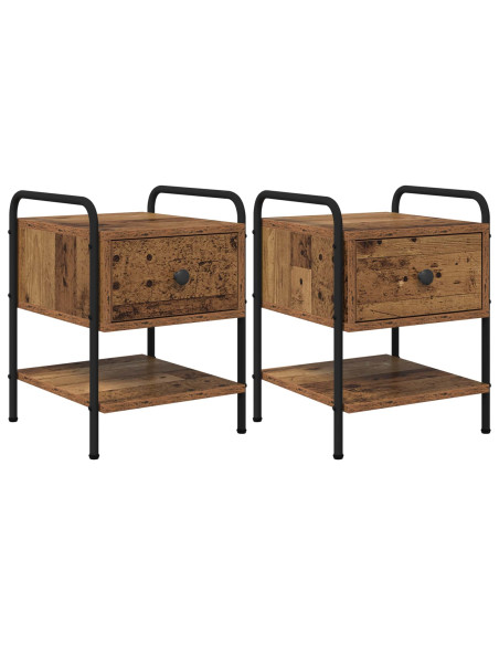 Armadio da Notte 2 pz Legno antico 35 x 36,5 x 47 cm