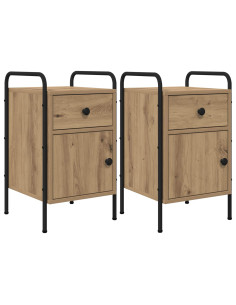 Armadio da Notte 2 pz Rovere Artigianale 35 x 36,5 x 61 cm 2