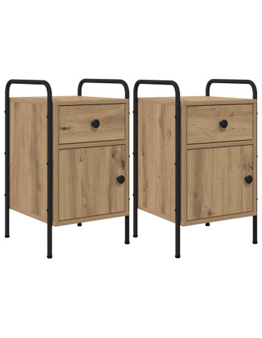 Armadio da Notte 2 pz Rovere Artigianale 35 x 36,5 x 61 cm