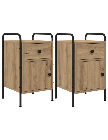 Armadio da Notte 2 pz Rovere Artigianale 35 x 36,5 x 61 cm