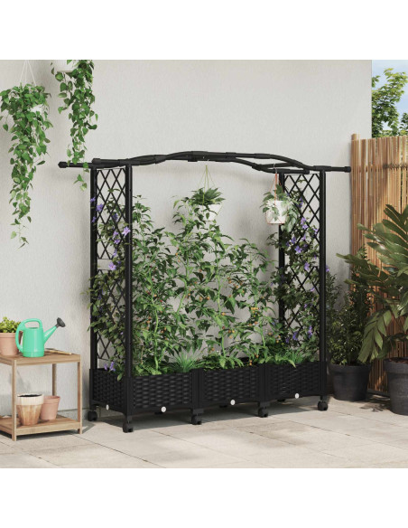 Letto Rialzato con Griglia e Tetto Nero 169 x 40 x 129 cm PP