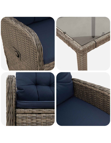Set da pranzo per esterni 7 pcs polyrattan