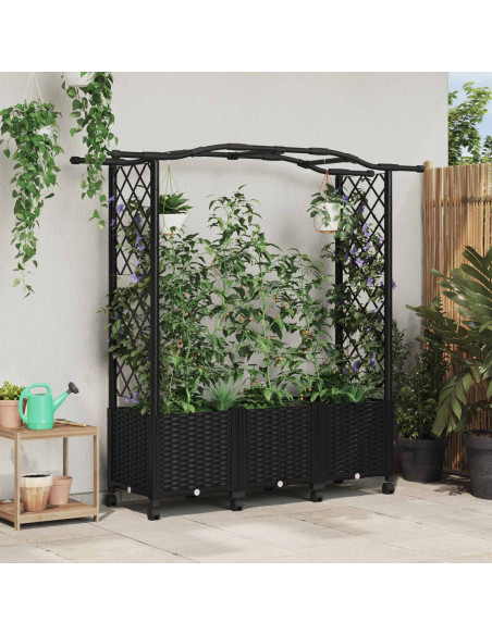 Letto Rialzato con Griglia e Tetto Nero 164 x 40 x 144 cm PP