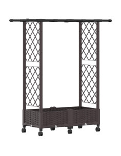 Letto Rialzato con Griglia e Tetto Marrone 122,5 x 40 x 127 cm 2