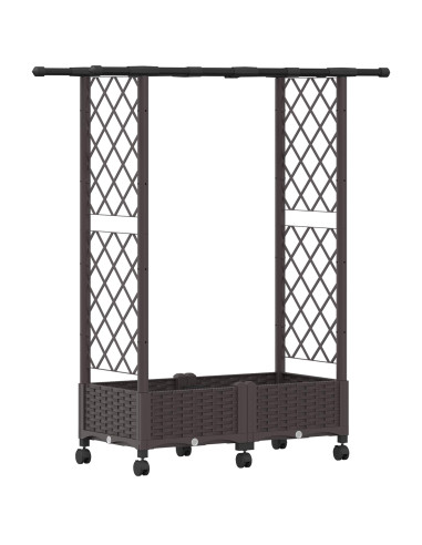 Letto Rialzato con Griglia e Tetto Marrone 122,5 x 40 x 127 cm