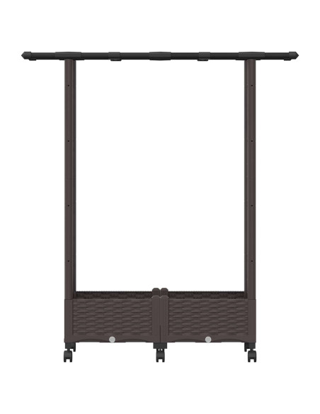 Letto Rialzato con Griglia e Tetto Marrone 122,5 x 40 x 127 cm