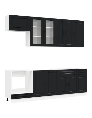 Unità Cucina PORTO 8 pcs Nero Legno ingegnerizzato