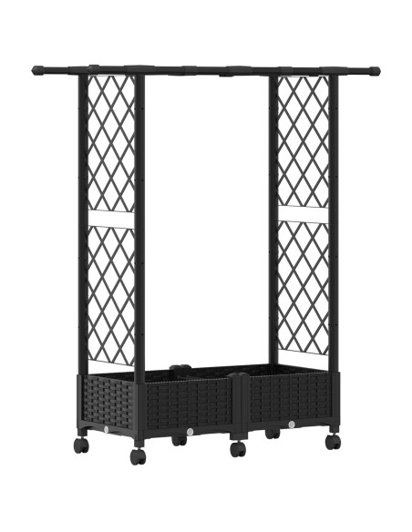 Letto Rialzato con Griglia e Tetto Nero 122,5 x 40 x 127 cm PP