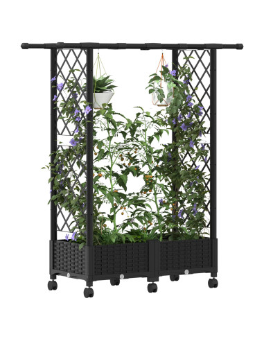 Letto Rialzato con Griglia e Tetto Nero 122,5 x 40 x 127 cm PP