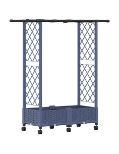 Letto Rialzato con Griglia e Tetto Grigio 122,5 x 40 x 127 cm 2