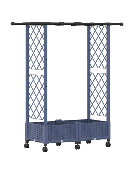 Letto Rialzato con Griglia e Tetto Grigio 122,5 x 40 x 127 cm