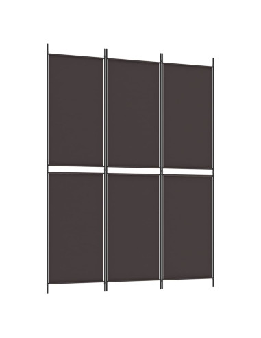 Divisorio a 3 Pannelli Marrone 150x200 cm in Tessuto