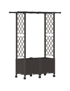 Letto Rialzato con Griglia e Tetto Marrone 124,5 x 40 x 142 cm 2