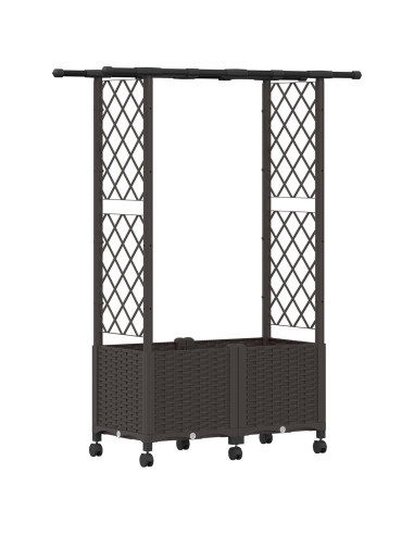 Letto Rialzato con Griglia e Tetto Marrone 124,5 x 40 x 142 cm