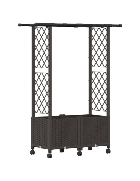 Letto Rialzato con Griglia e Tetto Marrone 124,5 x 40 x 142 cm
