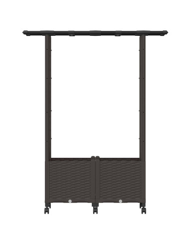 Letto Rialzato con Griglia e Tetto Marrone 124,5 x 40 x 142 cm