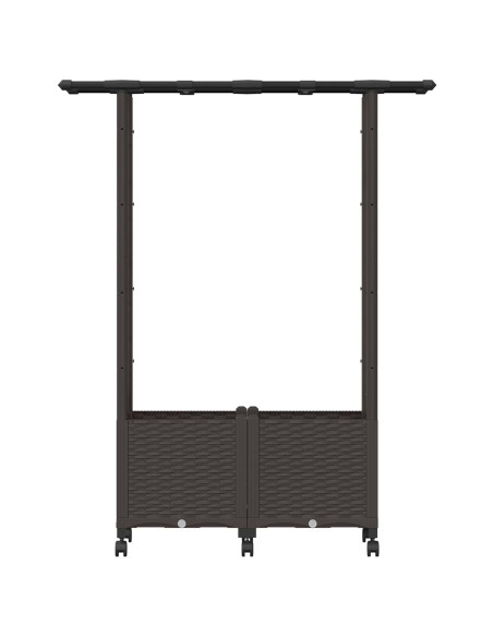 Letto Rialzato con Griglia e Tetto Marrone 124,5 x 40 x 142 cm