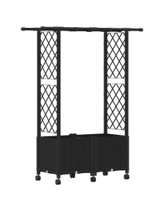 Letto Rialzato con Griglia e Tetto Nero 124,5 x 40 x 142 cm PP 2