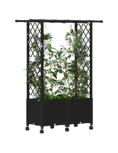 Letto Rialzato con Griglia e Tetto Nero 124,5 x 40 x 142 cm PP