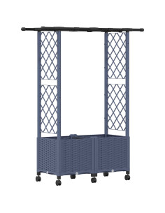 Letto Rialzato con Griglia e Tetto Grigio 124,5 x 40 x 142 cm 2