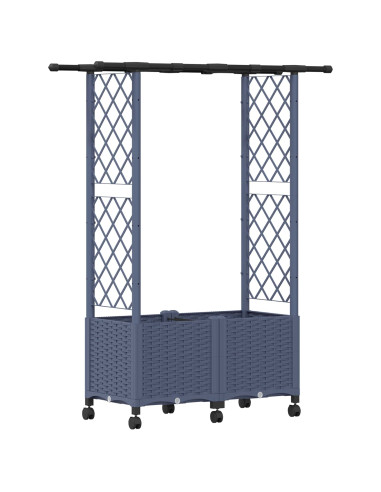 Letto Rialzato con Griglia e Tetto Grigio 124,5 x 40 x 142 cm