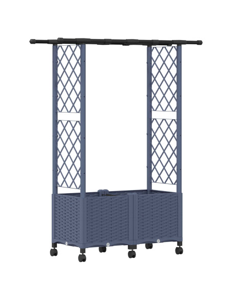 Letto Rialzato con Griglia e Tetto Grigio 124,5 x 40 x 142 cm