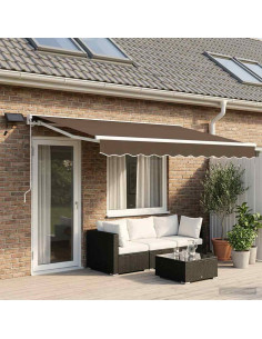 Cornice per Tenda Manuale con LED Tortora 4 × 3,5 m