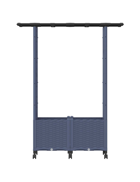 Letto Rialzato con Griglia e Tetto Grigio 124,5 x 40 x 142 cm
