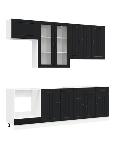 Unità Cucina LUCCA 8 pcs Nero Legno ingegnerizzato