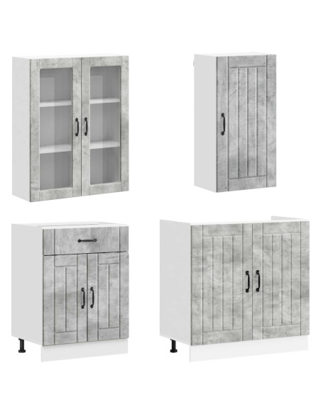 Unità Cucina LUCCA 8 pcs Grigio Cemento Legno ingegnerizzato