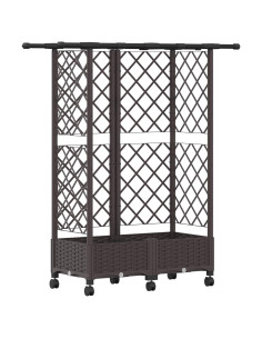 Letto Rialzato con Griglia e Tetto Marrone 124 x 40 x 127 cm PP 2
