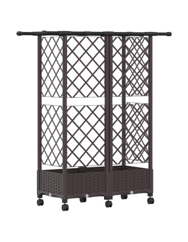 Letto Rialzato con Griglia e Tetto Marrone 124 x 40 x 127 cm PP