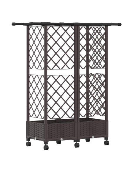 Letto Rialzato con Griglia e Tetto Marrone 124 x 40 x 127 cm PP